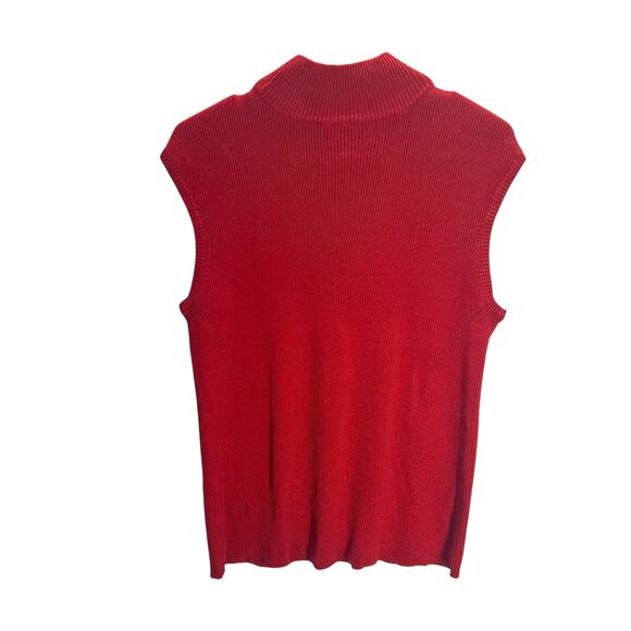 Coldwater Creek Red Mock Neck Ribbed‎ Knit Sweater Tank XL - Picture 3 of 6